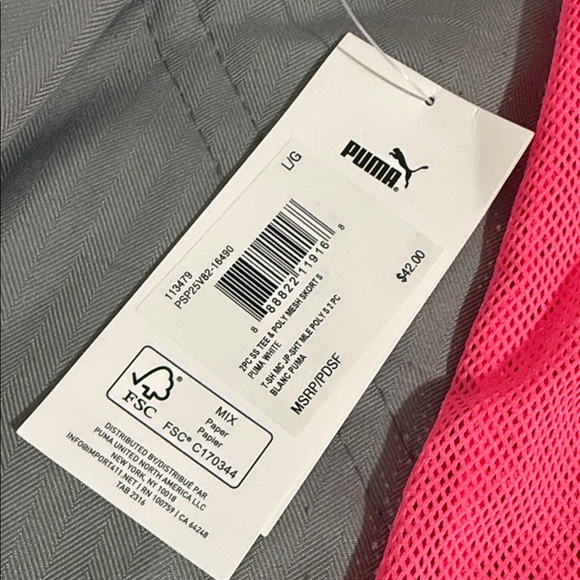 Puma White Tee with Neon Logo - Picture 6 of 6